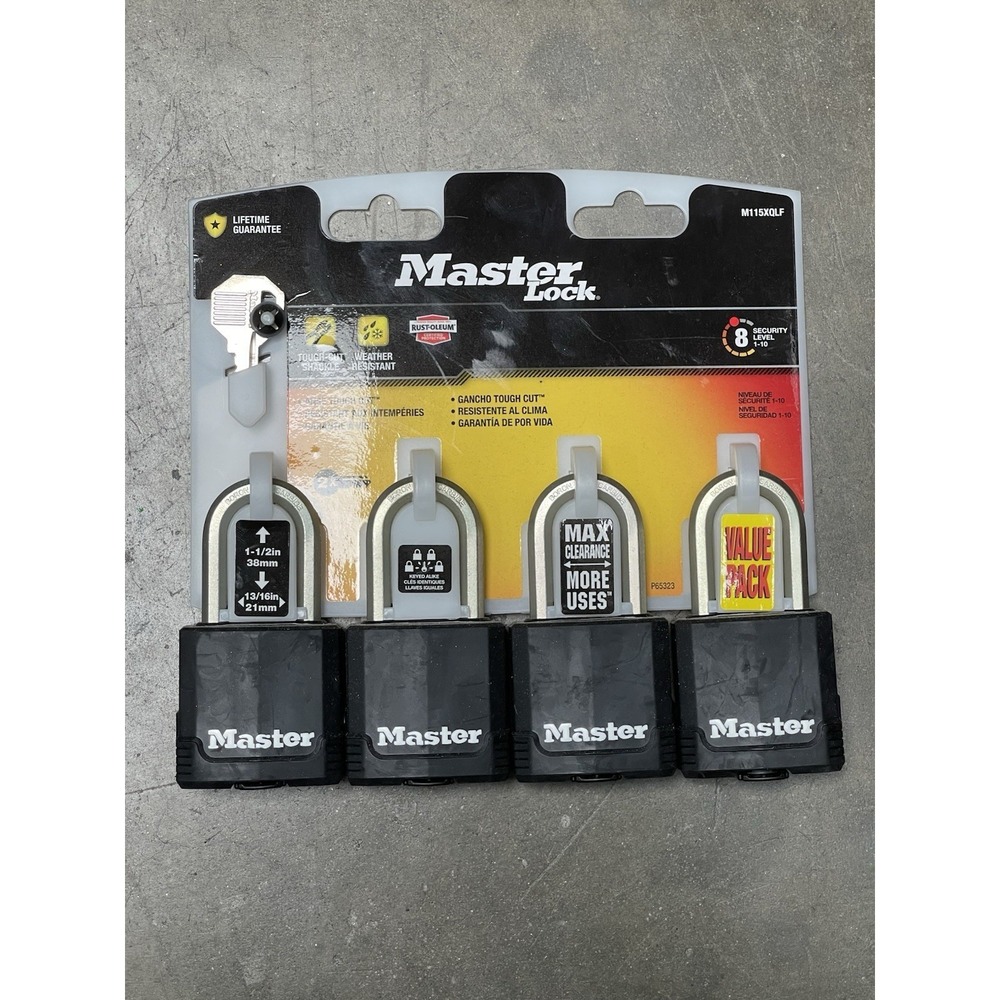 Master Lock Black Outdoor Key Lock Heavy Duty 4 PC Keyed Alike W/2 Keys